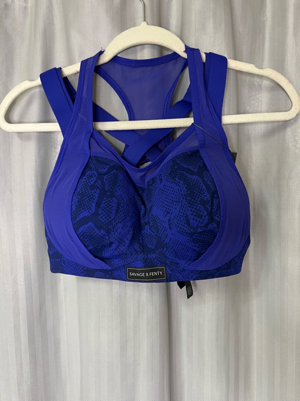Savage X Fenty Cobalt Blue Snake-Print High impact Sports Bra 34 D